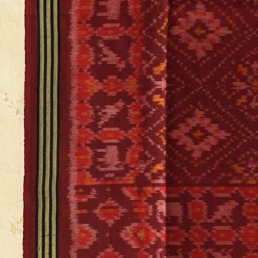 shop handloom silk cotton patola ikat Maroon stole