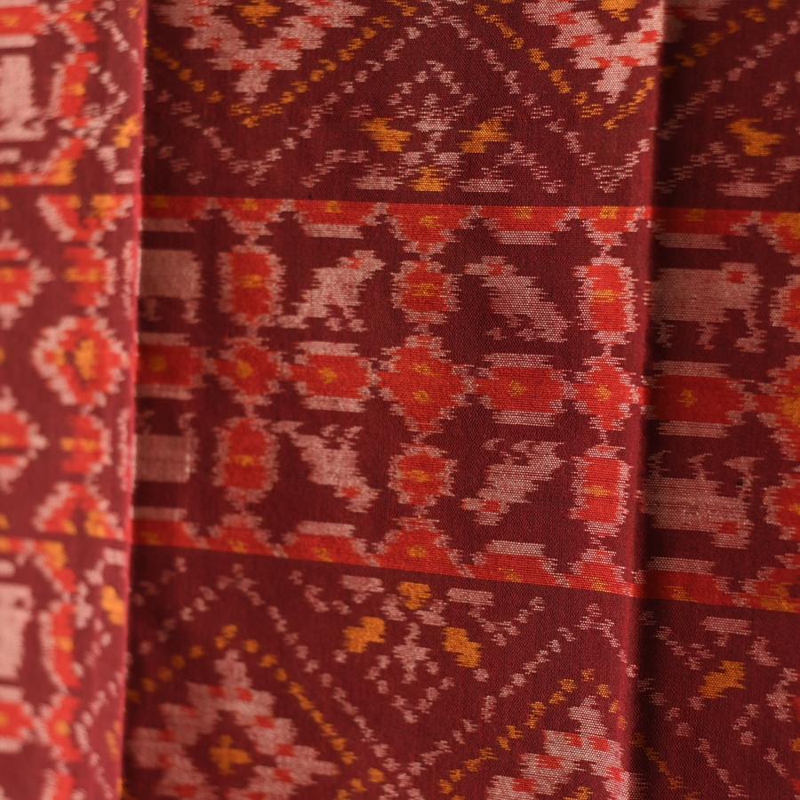 shop handloom silk cotton patola ikat Maroon stole