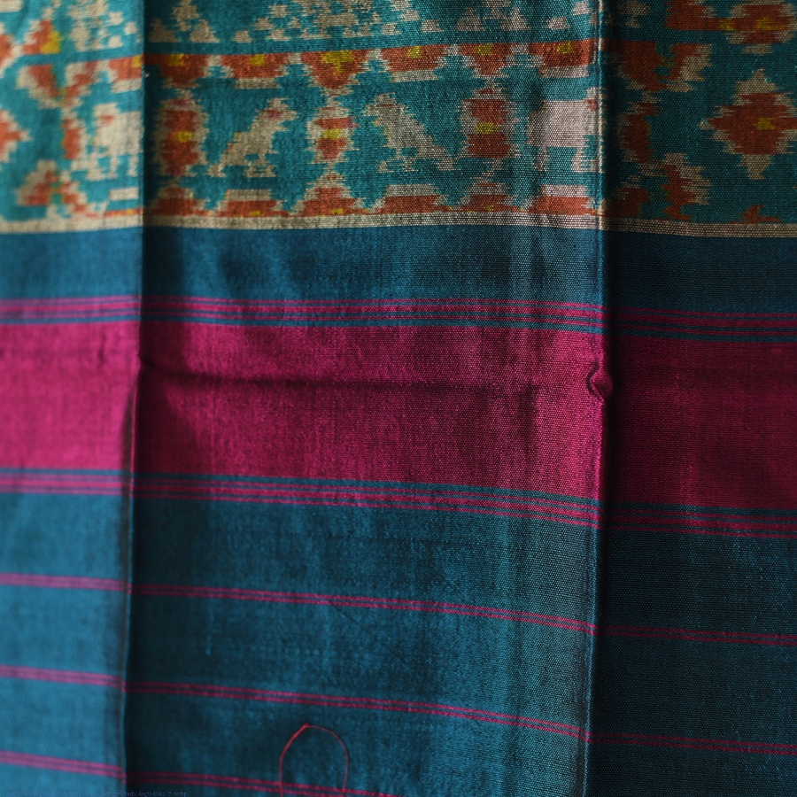 shop handloom silk cotton patola ikat blue stole