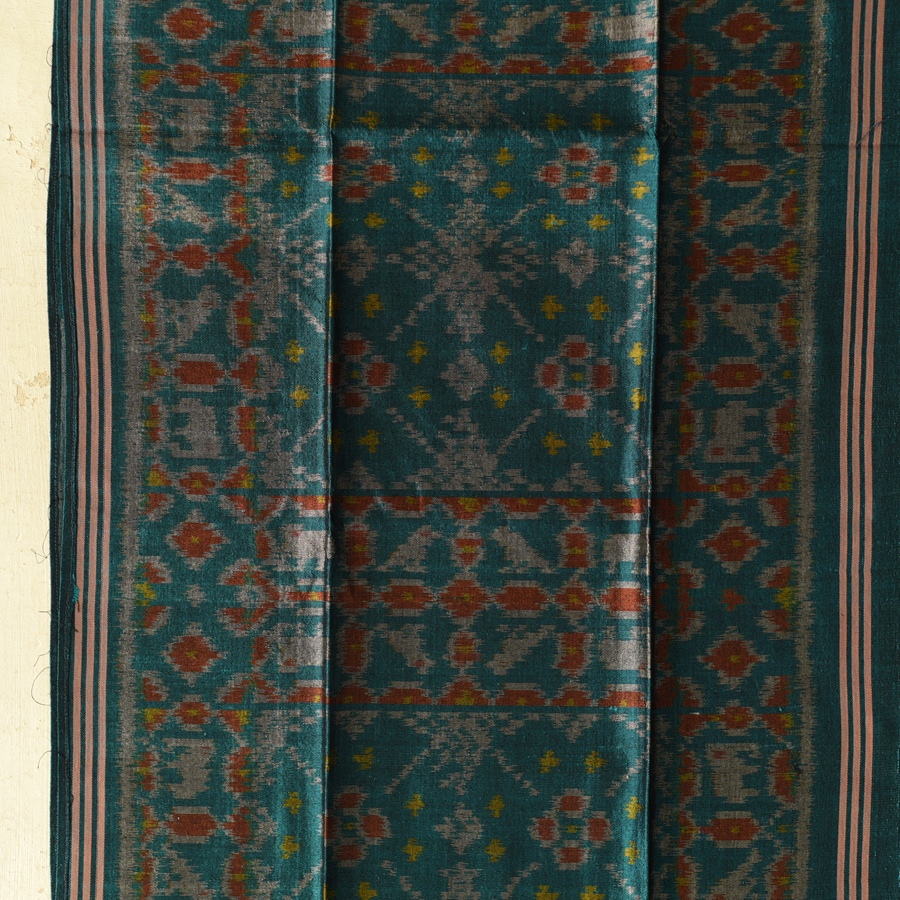 shop handloom silk cotton patola ikat blue stole