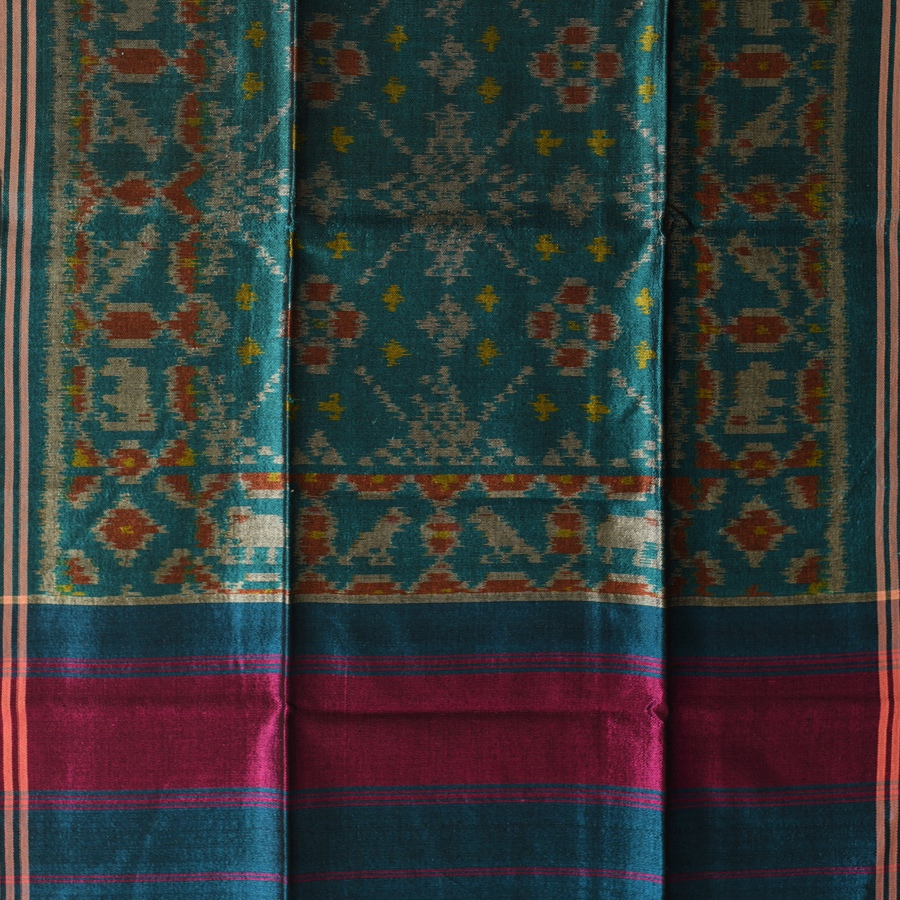 shop handloom silk cotton patola ikat blue stole