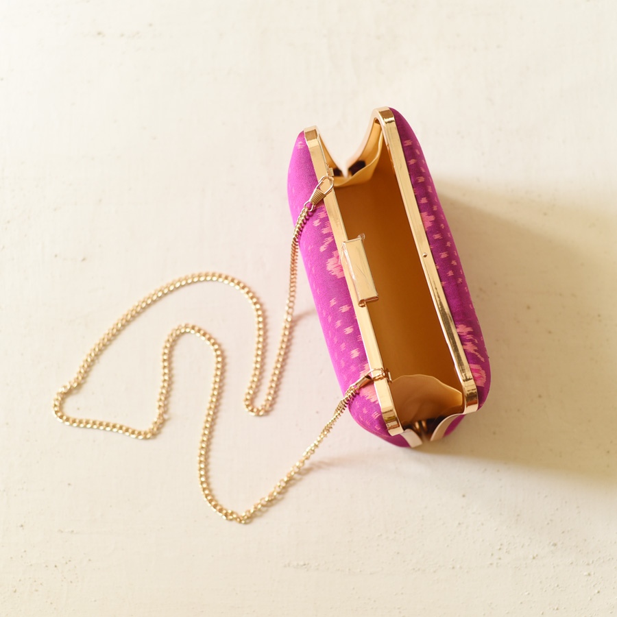 shop Patola Silk Clutch Purse / Sling Bag - Purple