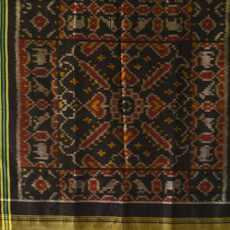 shop black - handloom silk cotton patola ikat stole