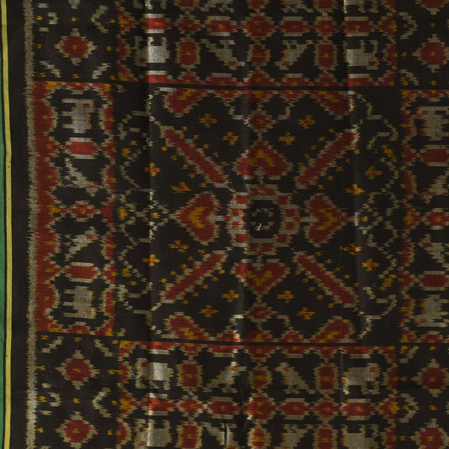 shop black - handloom silk cotton patola ikat stole