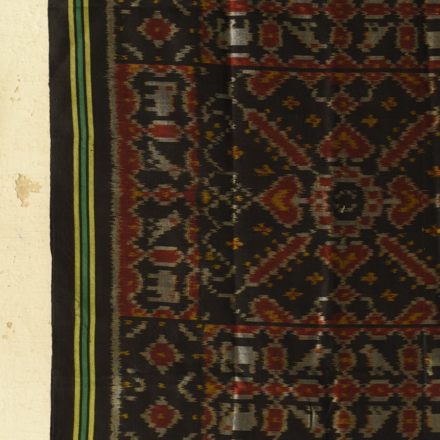 shop black - handloom silk cotton patola ikat stole