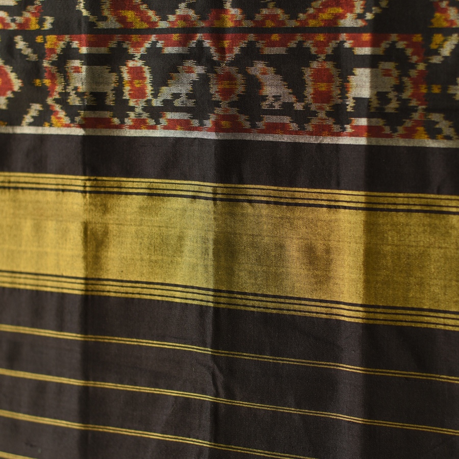 shop black - handloom silk cotton patola ikat stole