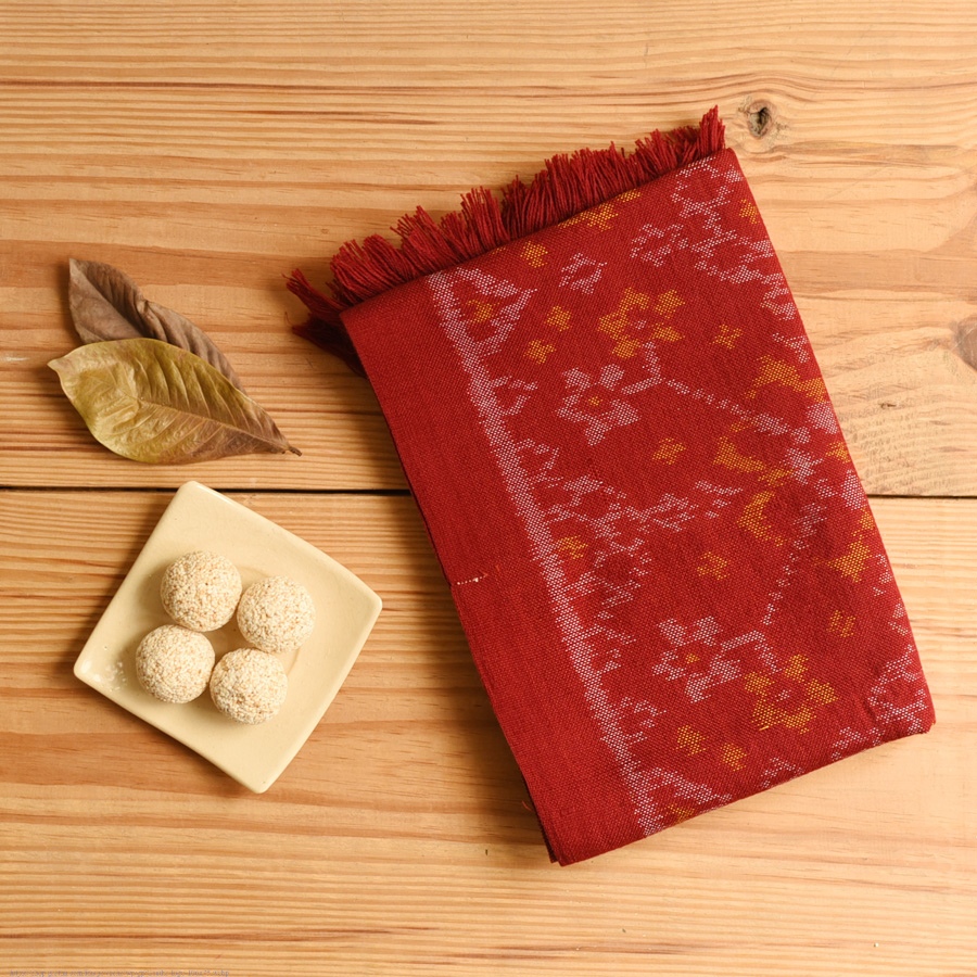 shop Woolen Patola Muffler ~ Maroon