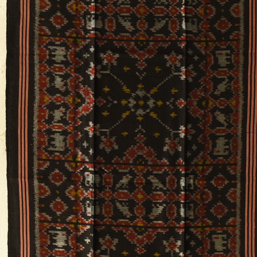 shop handloom silk cotton patola ikat black stole
