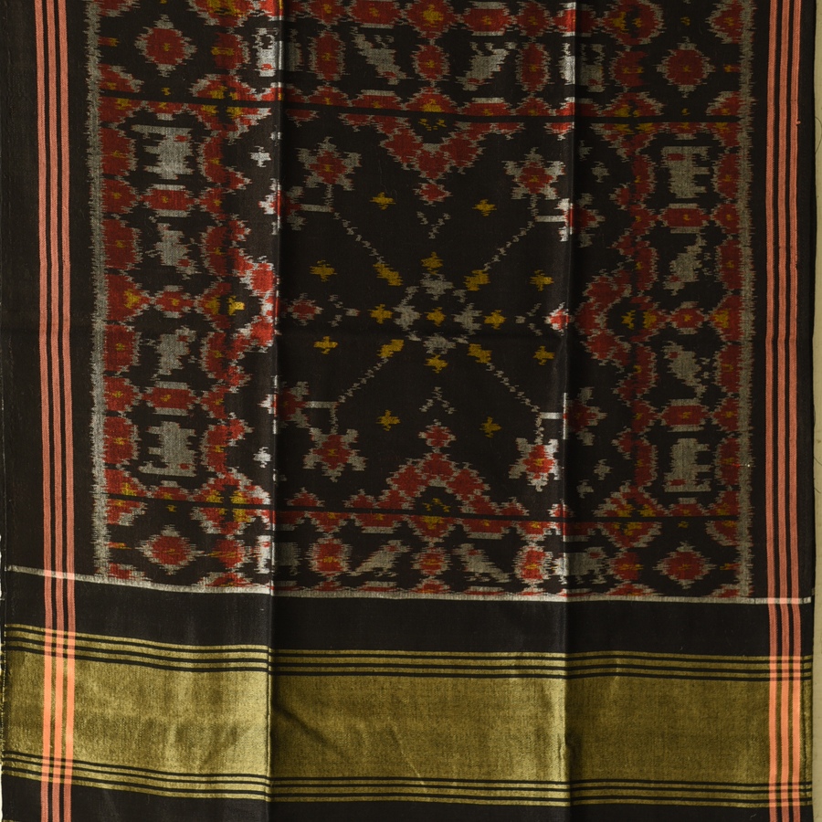 shop handloom silk cotton patola ikat black stole