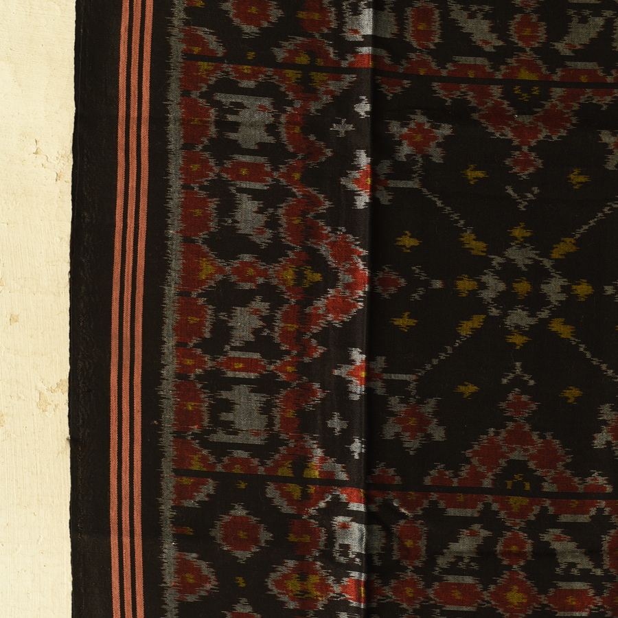 shop handloom silk cotton patola ikat black stole