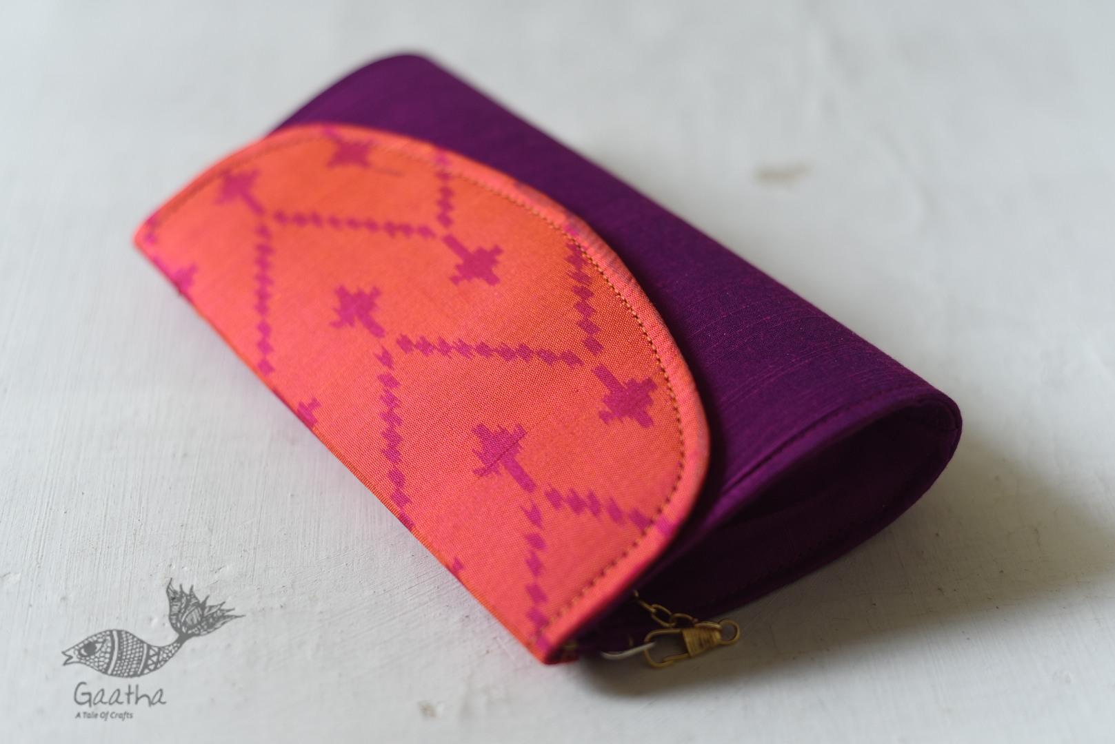 shop handmade Patola Purse Purple & Orange