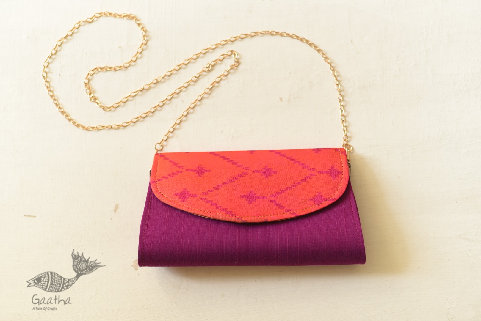 shop handmade Patola Purse Purple & Orange
