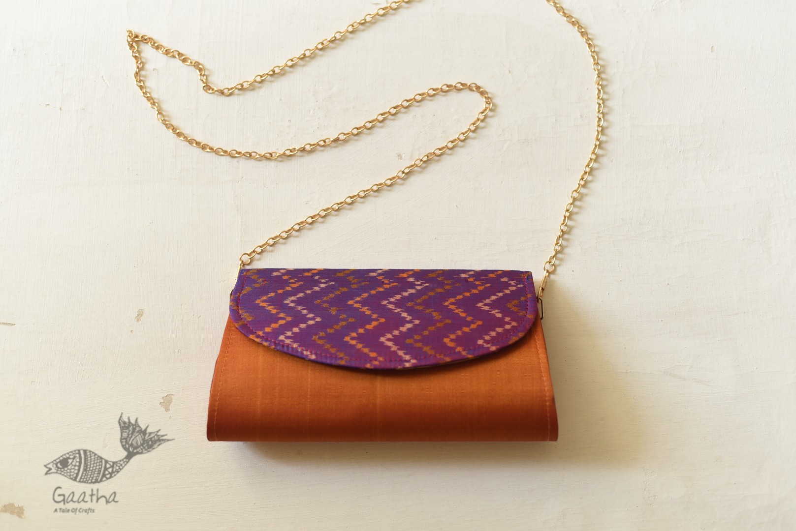 shop handmade Patola Purse Golden & Purple