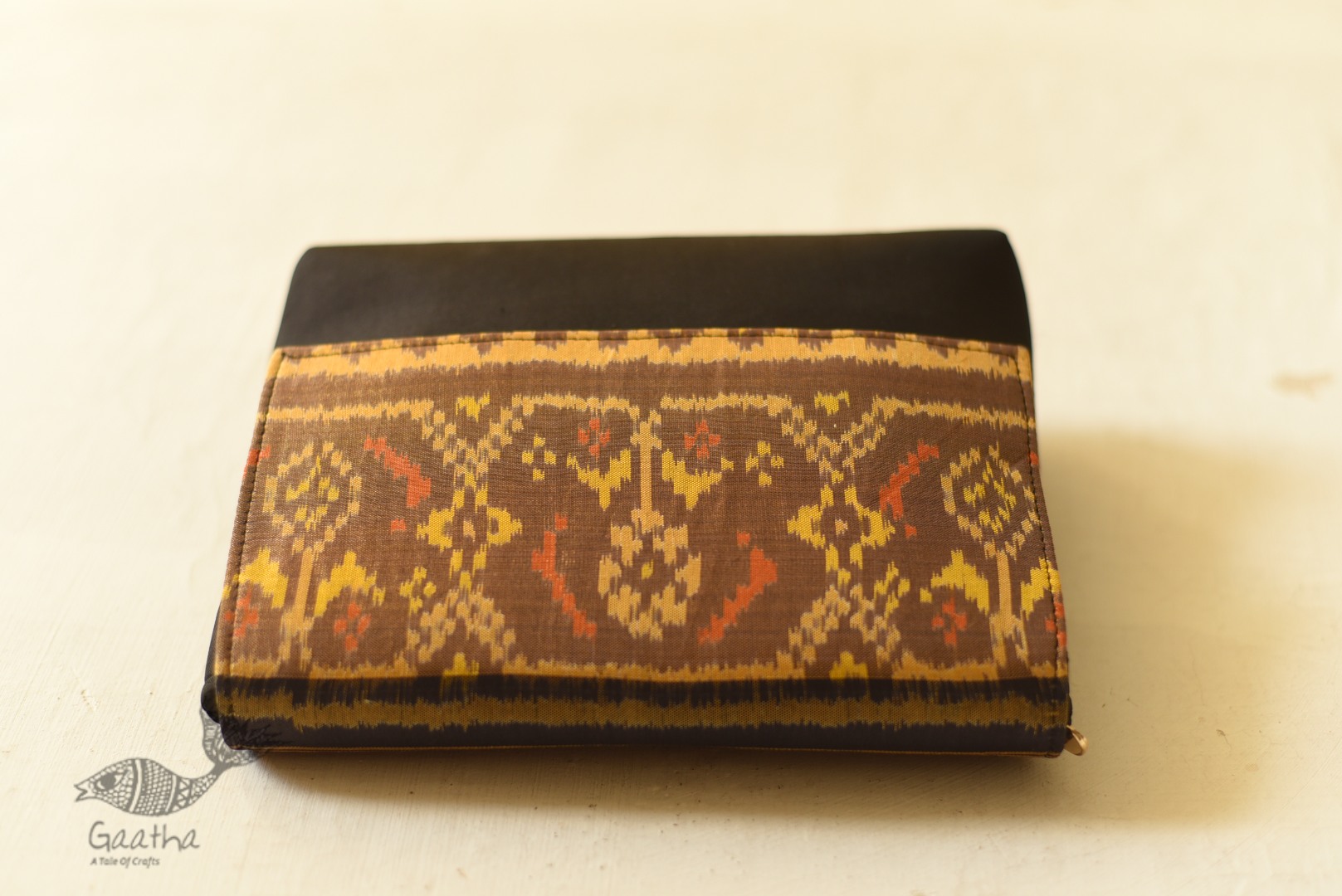 shop Patola Clutch Purse - Black & Golden