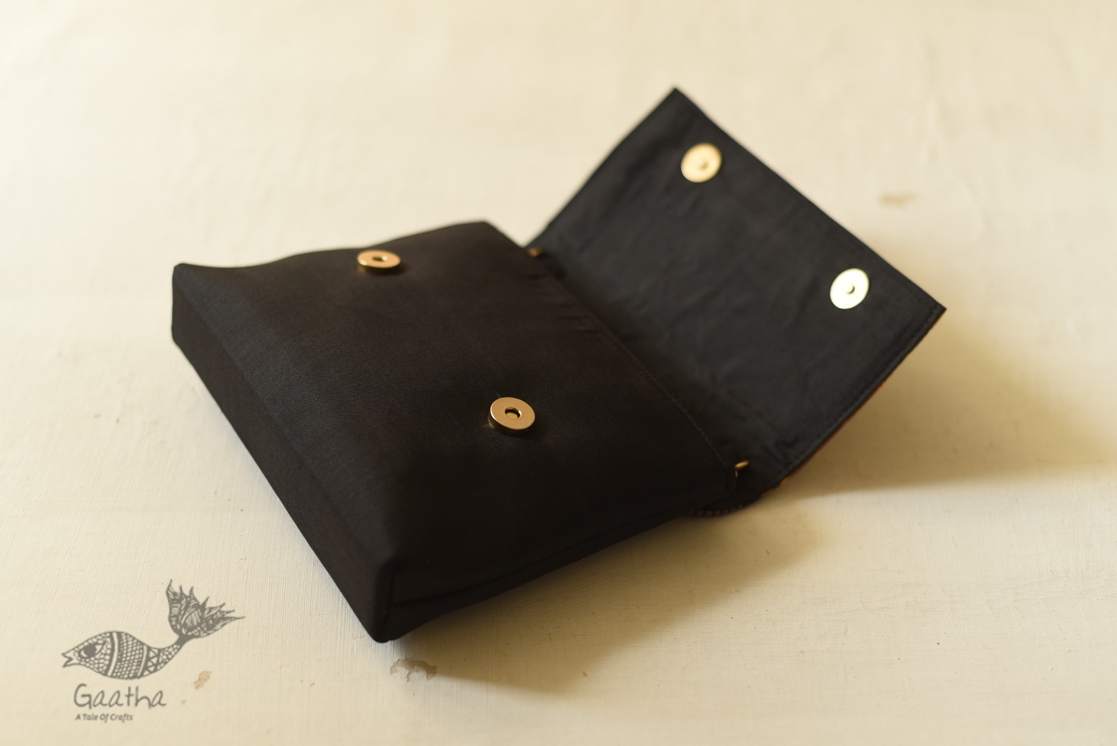 shop Patola Clutch Purse - Black & Golden