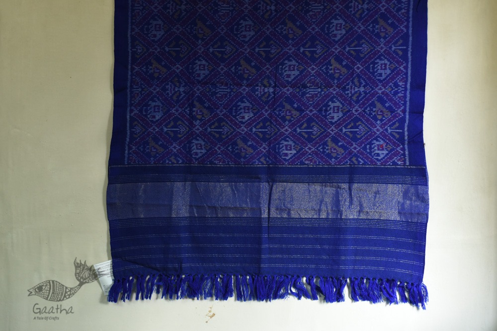 shop patola woolen shawl-Blue