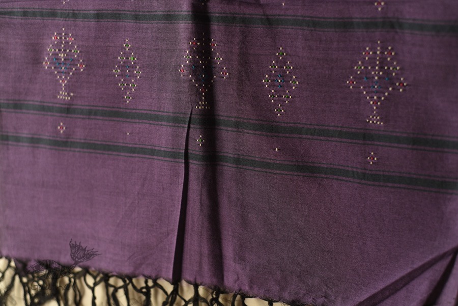 shop Handwoven Tangaliya Cotton Purple Stole