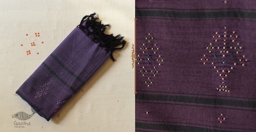 shop Handwoven Tangaliya Cotton Purple Stole