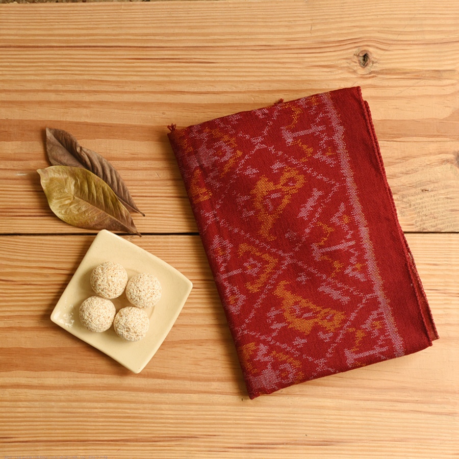 shop Woolen Patola Muffler ~ Maroon Narikunj