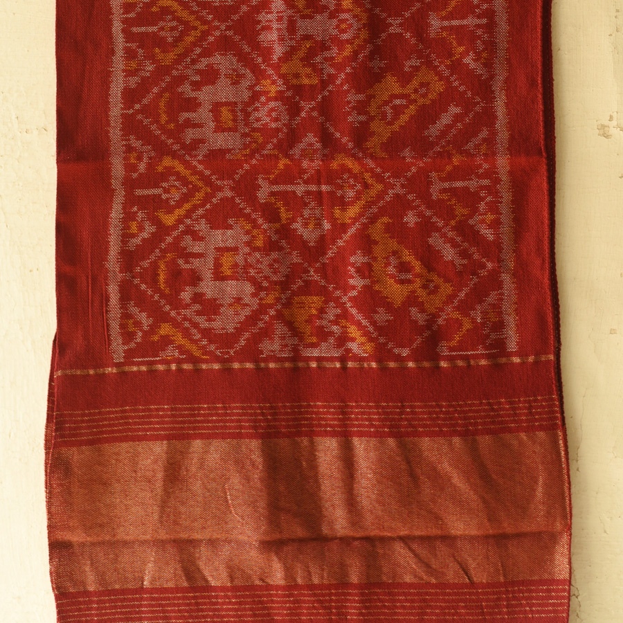 shop Woolen Patola Muffler ~ Maroon Narikunj