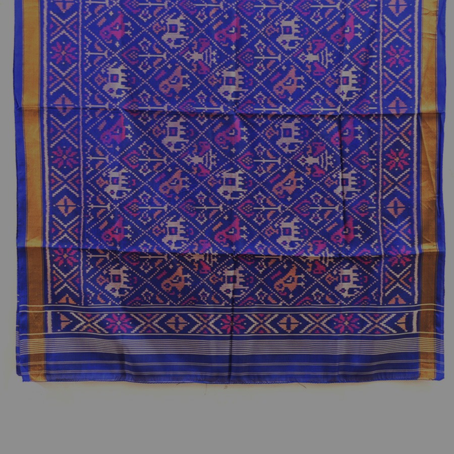 shop pure silk patola ikat Dark Blue dupatta