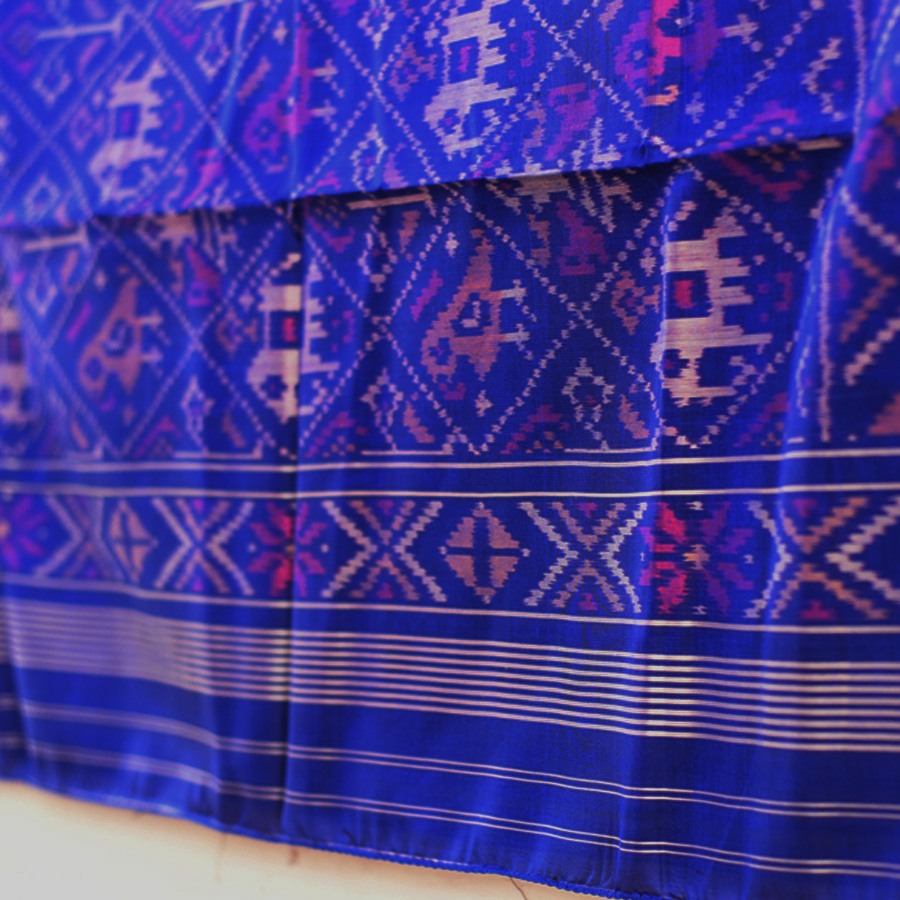 shop pure silk patola ikat Dark Blue dupatta