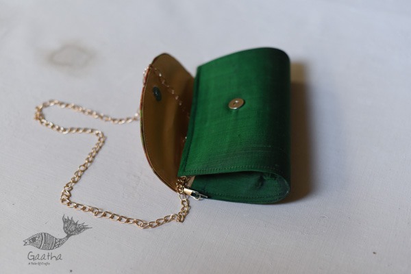 shop handmade Patola Purse / Sling Green & Golden Bag 