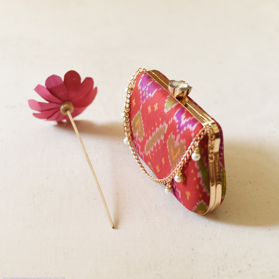 shop Patola Clutch Purse / Sling Bag - Red & Green