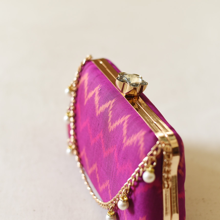 shop Patola Clutch Magenta Purse