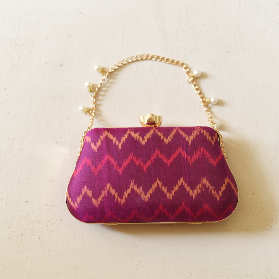 shop Patola Clutch Magenta Purse