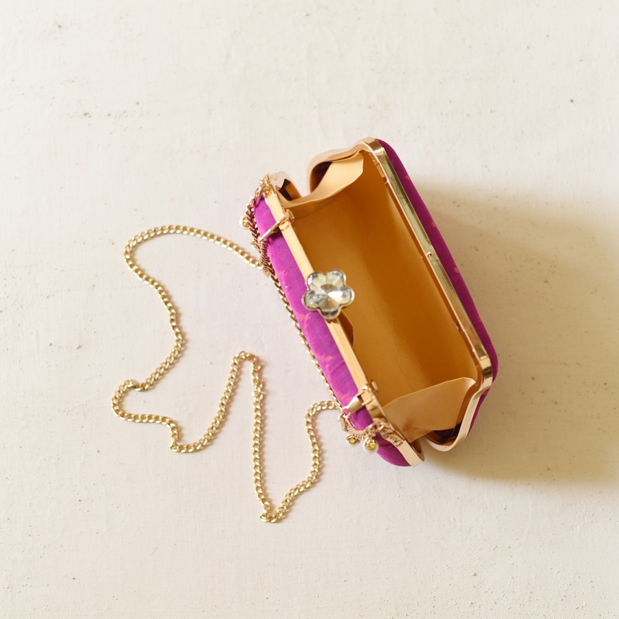 shop Patola Clutch Magenta Purse