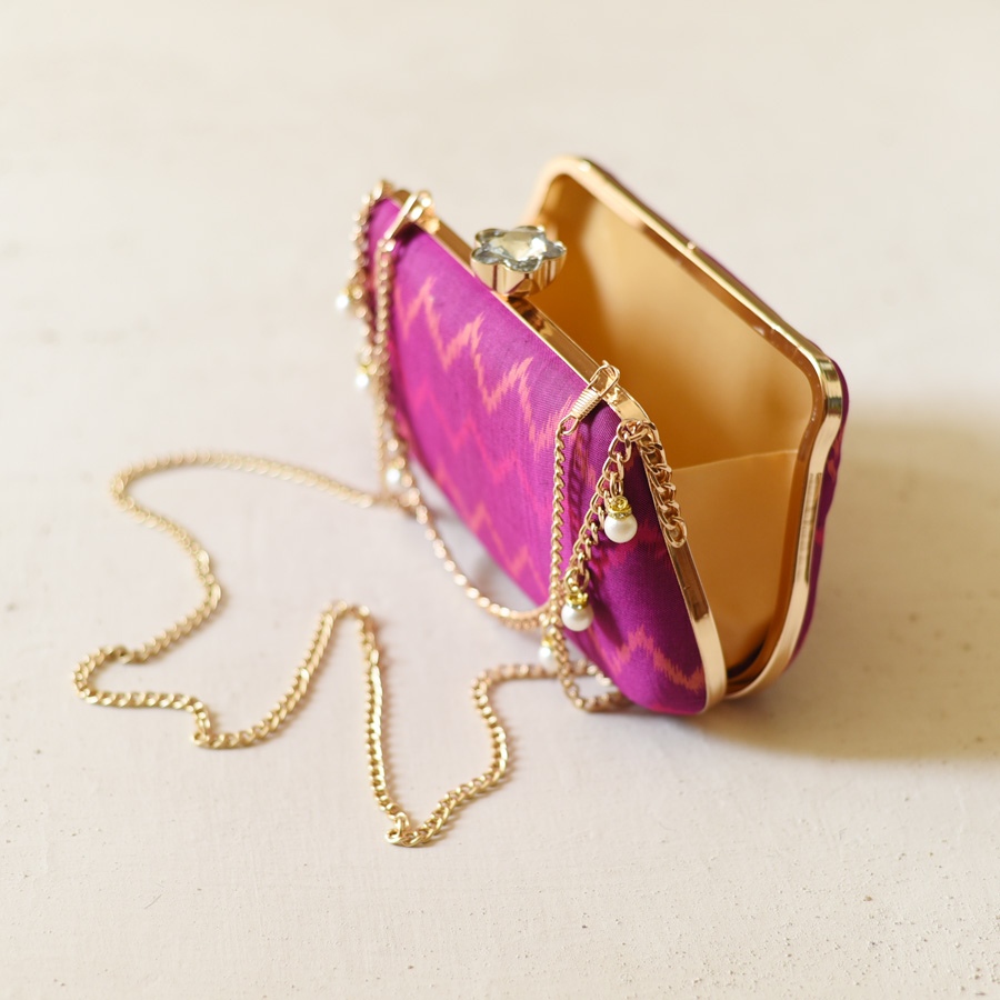 shop Patola Clutch Magenta Purse