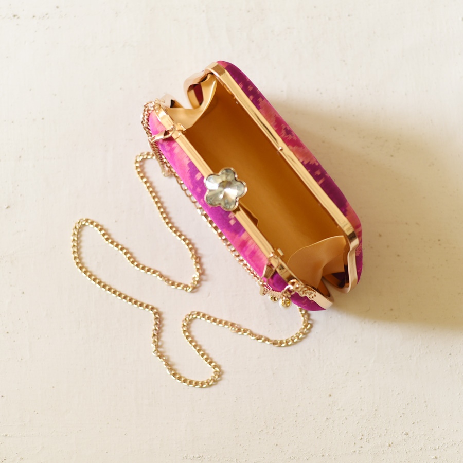 shop Patola Clutch Magenta Purse