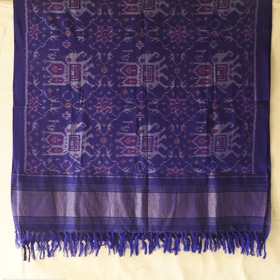 shop Woolen Patola Shawl -Blue Hathi Motif