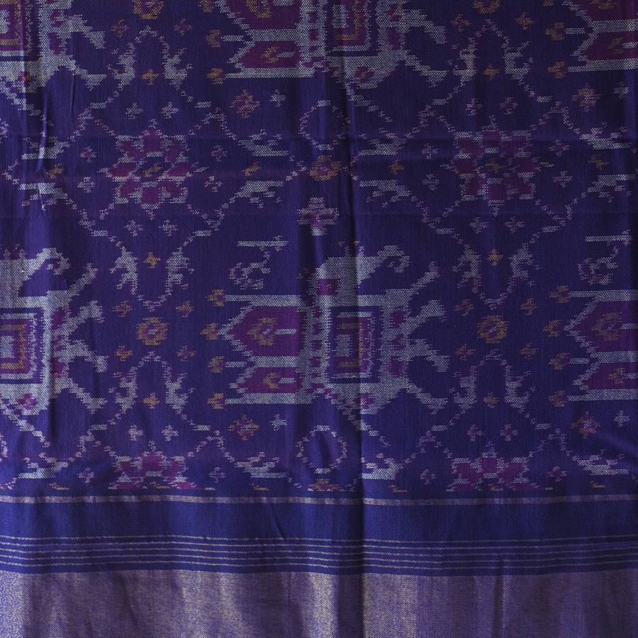 shop Woolen Patola Shawl -Blue Hathi Motif