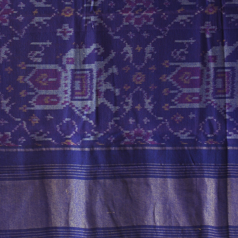 shop Woolen Patola Shawl -Blue Hathi Motif