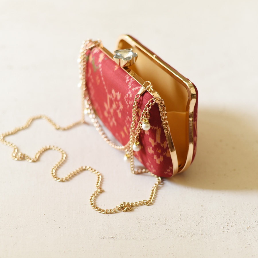 shop Patola Clutch Purse / Sling Bag - Maroon