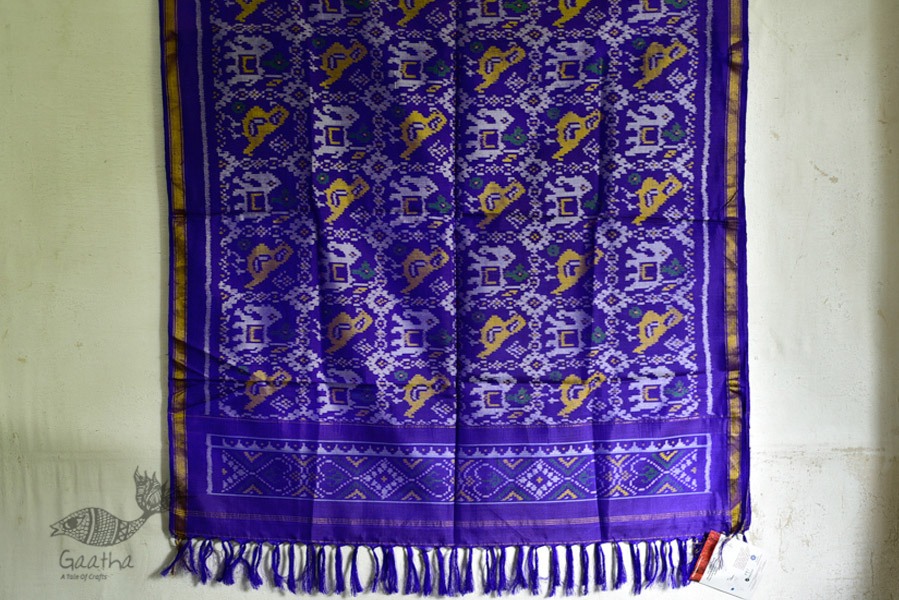 shop pure silk patola royal blue dupatta