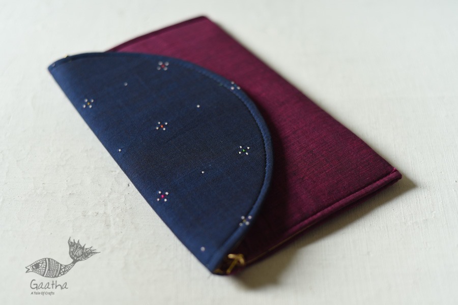 shop handwoven cotton tangaliya purse - Royal Blue