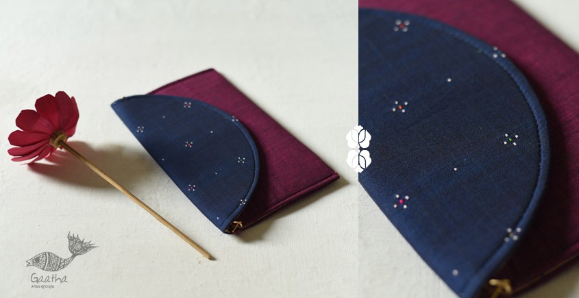 shop handwoven cotton tangaliya purse - Royal Blue