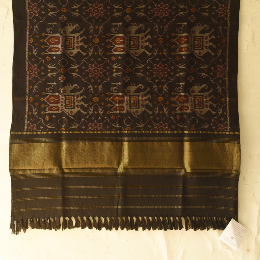 shop Woolen Patola Shawl - Black Hathi Motif