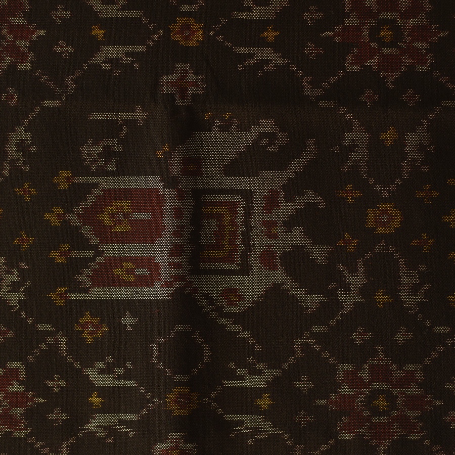 shop Woolen Patola Shawl - Black Hathi Motif