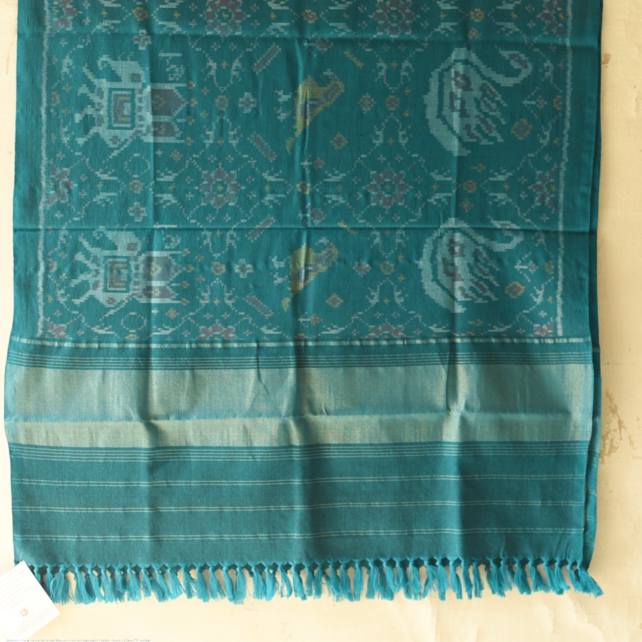 shop Woolen Patola Shawl - Teal Swan Motif