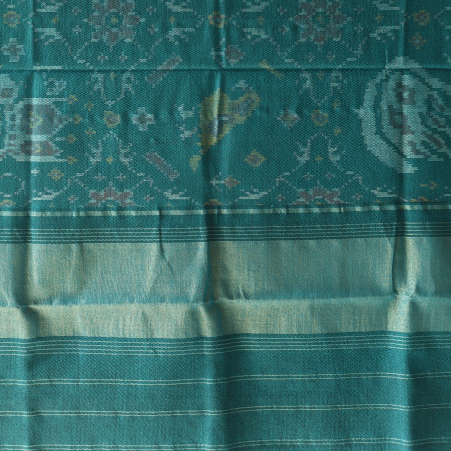 shop Woolen Patola Shawl - Teal Swan Motif