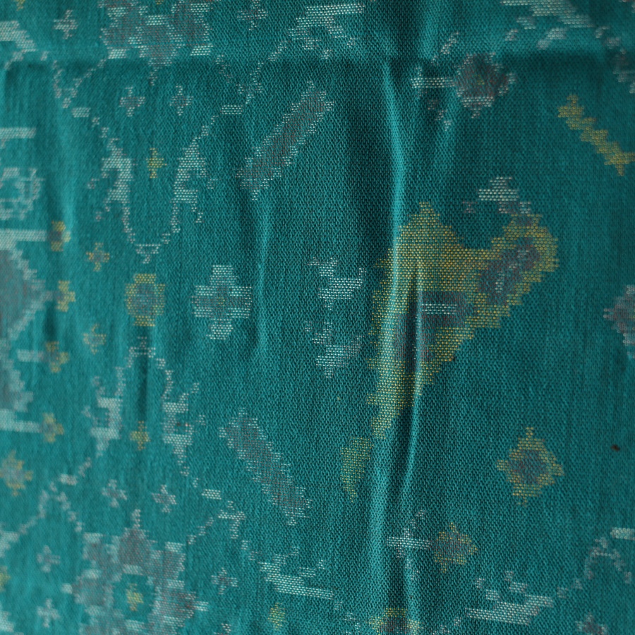 shop Woolen Patola Shawl - Teal Swan Motif