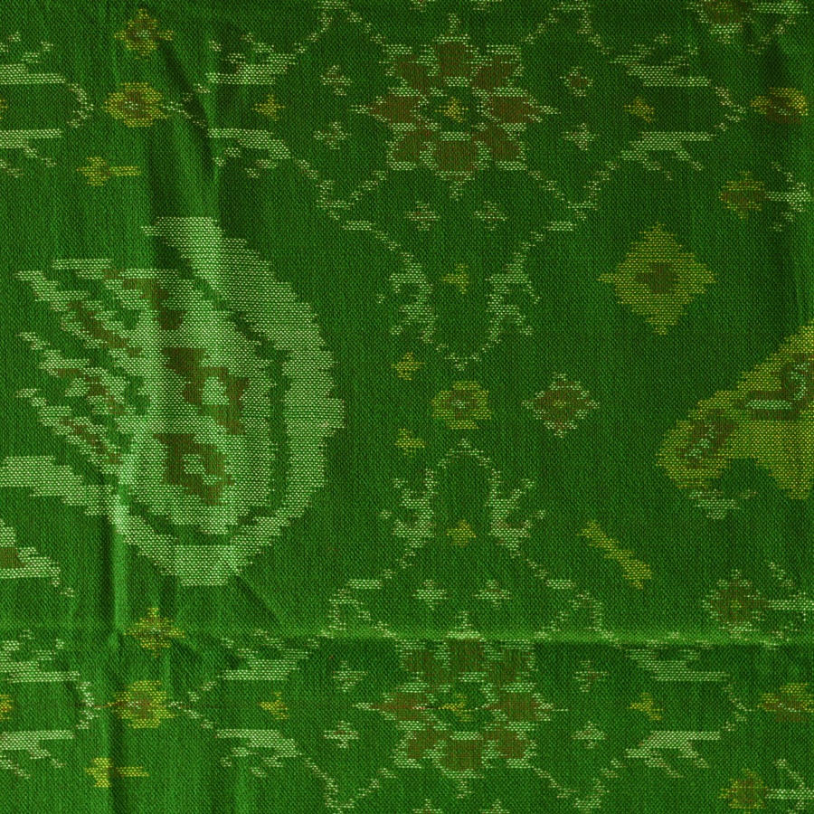 shop Woolen Patola Shawl - Green Swan Motif