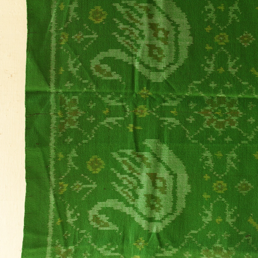 shop Woolen Patola Shawl - Green Swan Motif