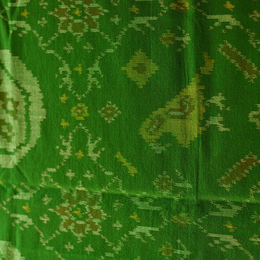 shop Woolen Patola Shawl - Green Swan Motif