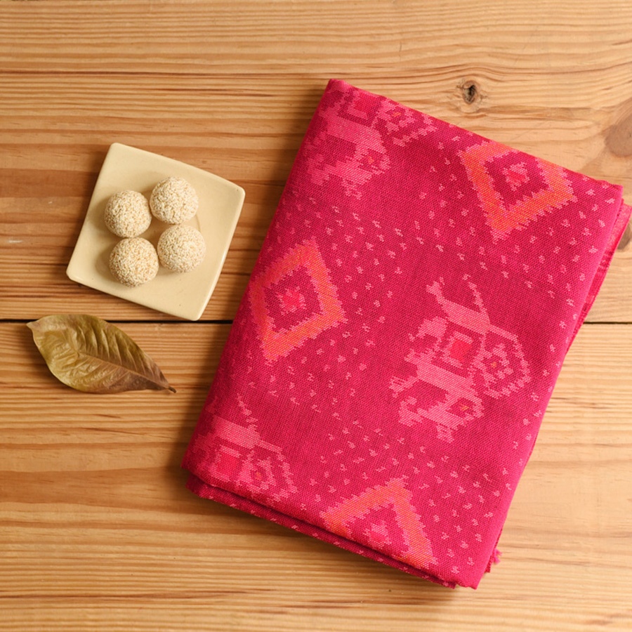shop Woolen Patola Shawl - Pink Hathi Motif