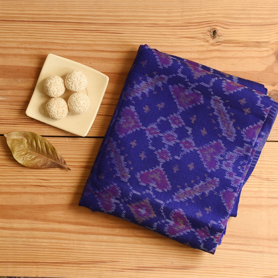 shop Woolen Patola Shawl - Blue Traditional